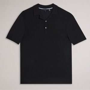 TED BAKER ADIO SHORT SLEEVE TEXTURED POLO - BLACK SIZE MEDIUM (PREOWNED)